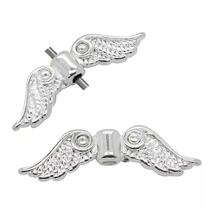 Zwischenperlen Flügel nickelfrei silberfarben (Ø: 23x7mm), 5 Stück Zwischenperlen Flügel nickelfrei silberfarben (Ø: 23x7mm), 5 Stück