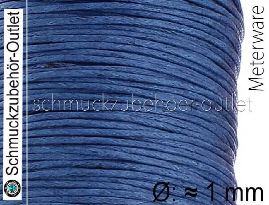 Baumwollband gewachst königsblau (Ø: ≈ 1 mm), Länge: zum Auswählen