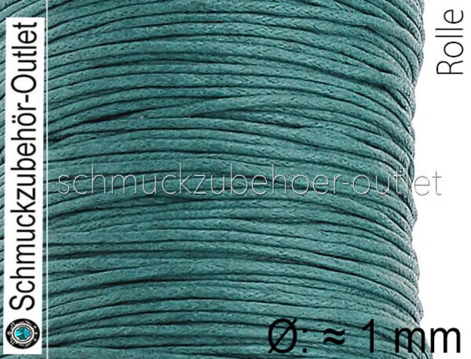 Baumwollband gewachst meeresgrün (Ø: ca. 1 mm), 1 Spule (60 Meter)