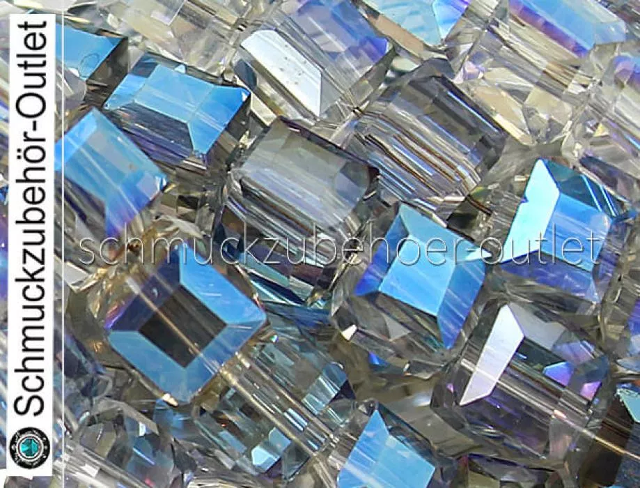Glasschliffperlen Würfel blau (ca. Ø: 8 mm), 10 Perlen