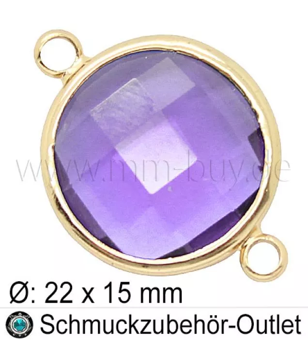 Glasverbinder, rund, Farbe: lila-transparent, Ø:22x15, 1 Stück