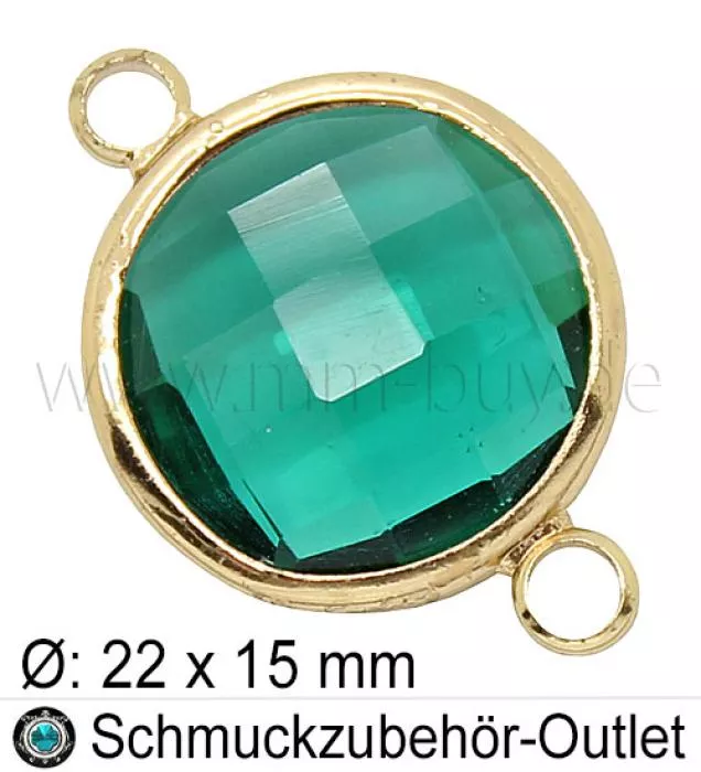 Glasverbinder, rund, Farbe: meeresgrün-transparent, Ø:22x15, 1 Stück
