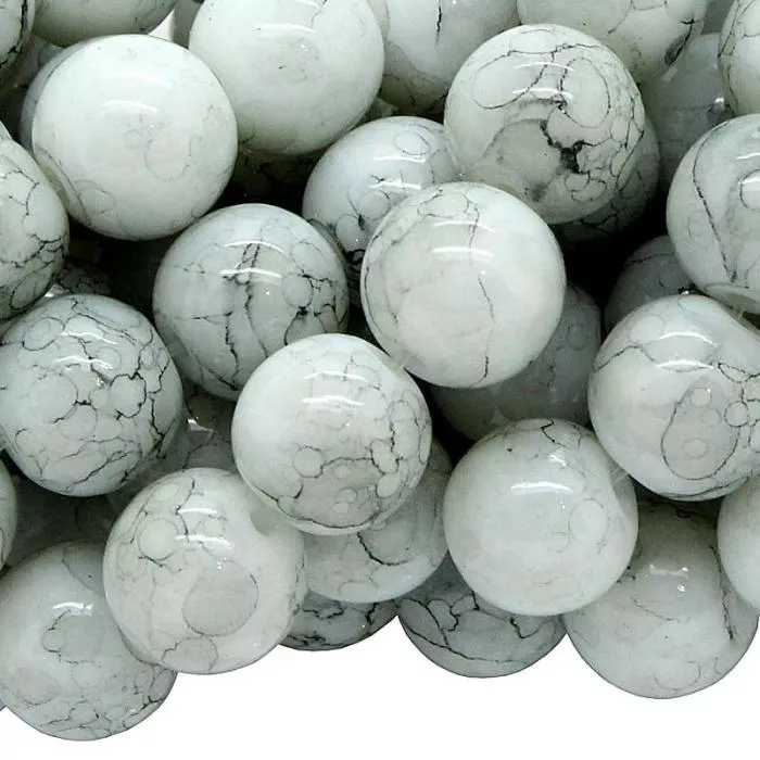 Glasperlen aschgrau rund (Ø: 8 mm), 1 Strang Glasperlen aschgrau rund (Ø: 8 mm), 1 Strang