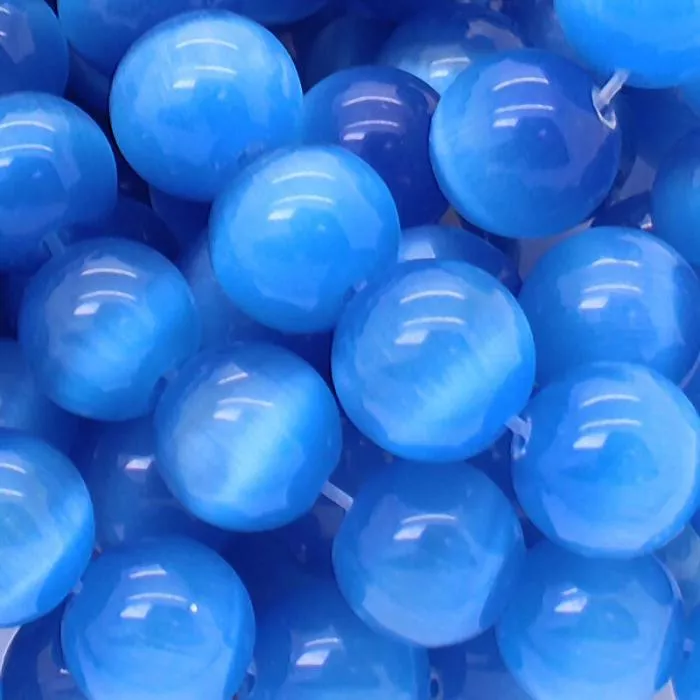 Katzenaugen Perlen blau (Ø: 8 mm), 1 Strang Katzenaugen Perlen blau (Ø: 8 mm), 1 Strang