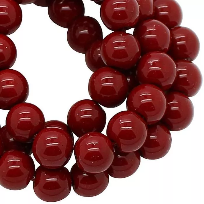 Glasperlen dunkelrot rund (Ø: 10 mm), 1 Strang
