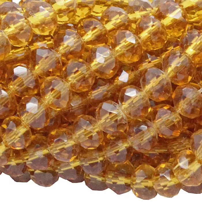 Glasschliffperlen transparent-Honig Rondell (Ø: 4 mm), 1 Strang