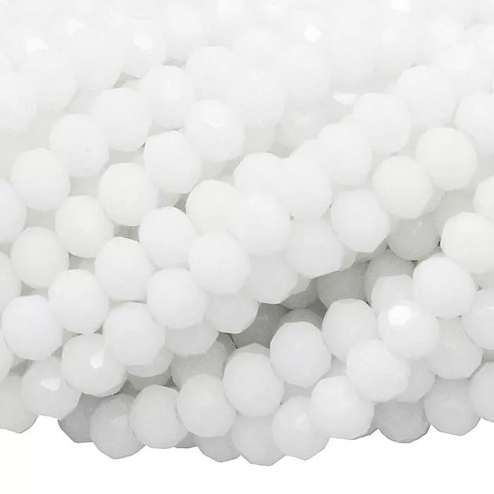 Glasschliffperlen schneeweiß Rondell (Ø: 3 mm), 1 Strang