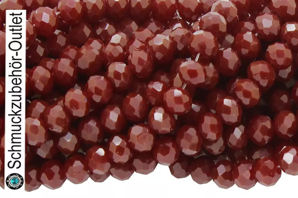 Glasschliffperlen Rondell Bordeauxrot opak (Ø: 4 mm), 1 Strang