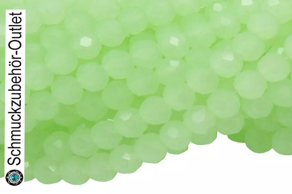 Glasschliffperlen Rondell hellgrün Jade-glänzend (Ø: 4 mm), 1 Strang