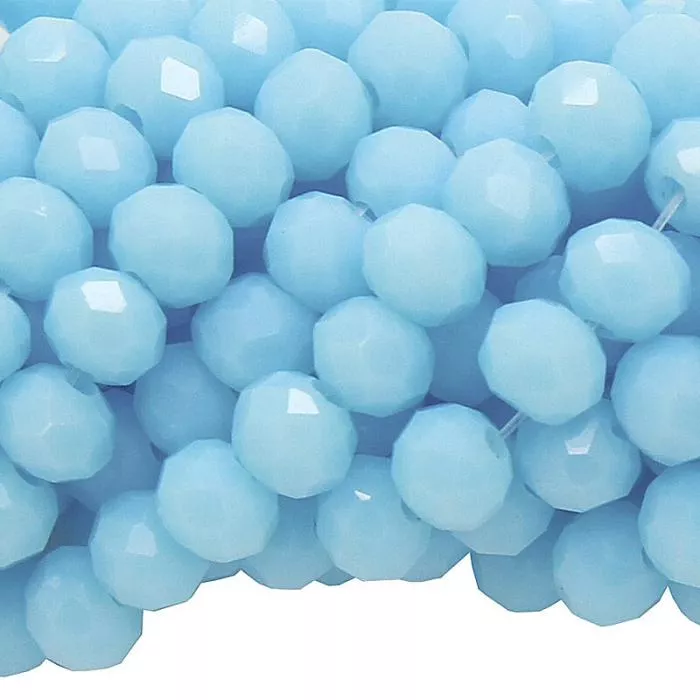 Glasschliffperlen Rondell himmelblau opak (Ø: 3mm), 1 Strang