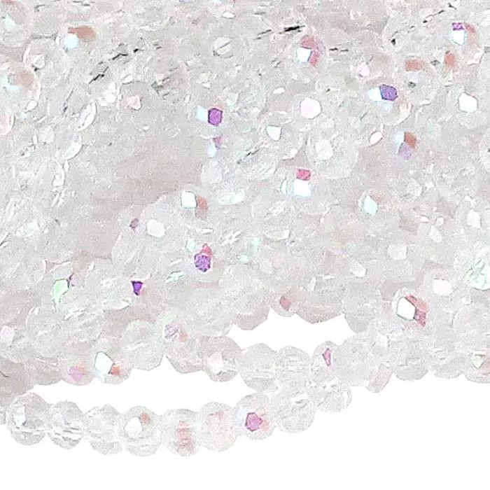 Glasschliffperlen Rondell Kristall transparent - galvanisiert (Ø: 3 mm), 1 Strang