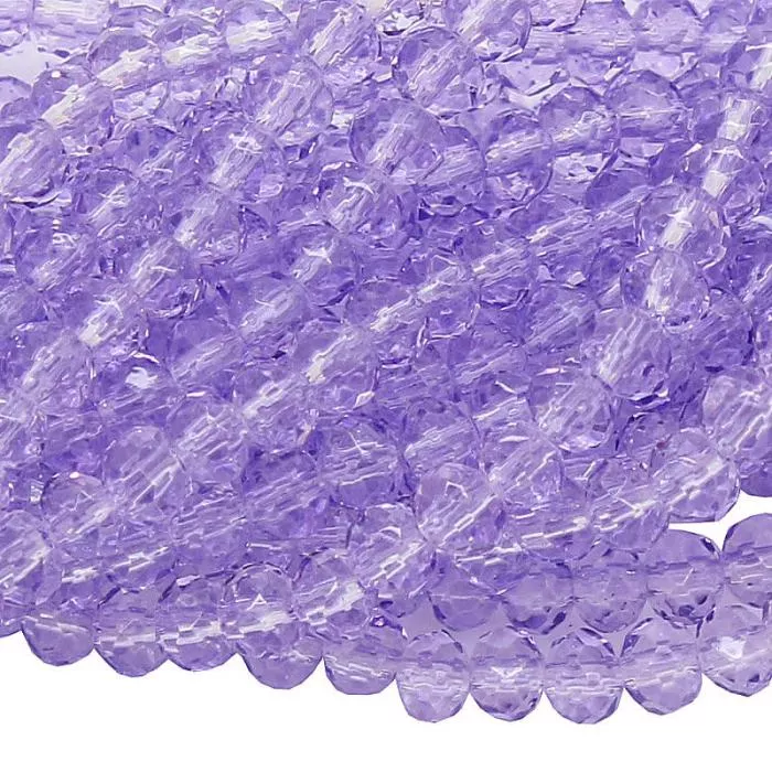 Glasschliffperlen Rondell lila transparent (Ø: 3,5 mm), 1 Strang