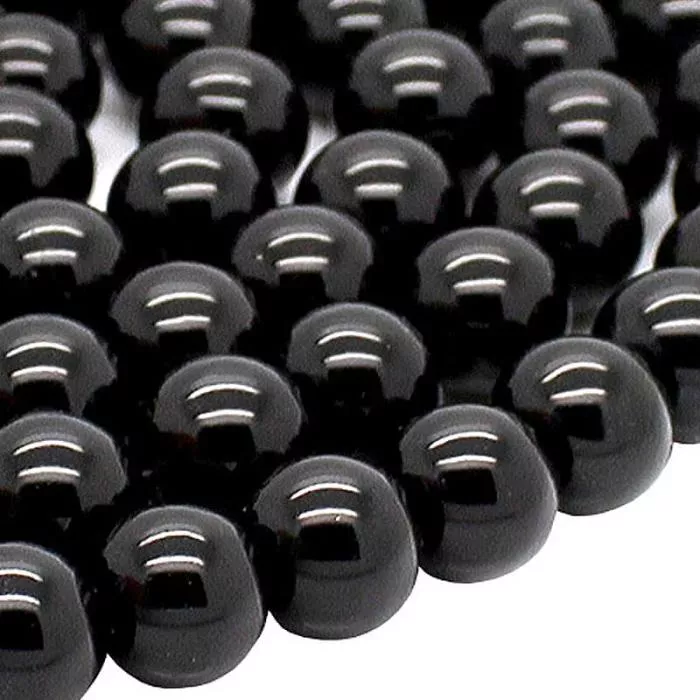 Glasperlen schwarz rund (Ø: 12mm), 1 Strang
