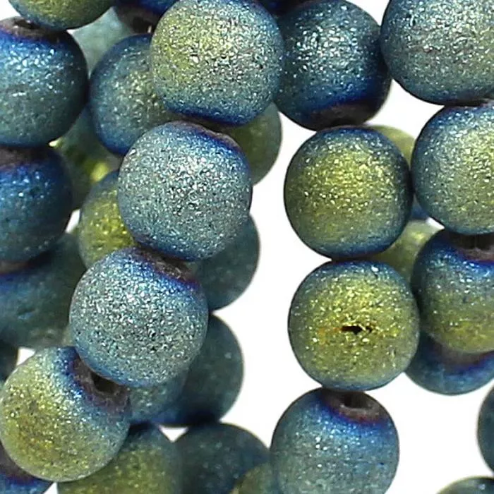 Glasperlen angeraut-matt seegrün-blau (Ø: 8 mm), 1 Strang Glasperlen angeraut-matt seegrün-blau (Ø: 8 mm), 1 Strang
