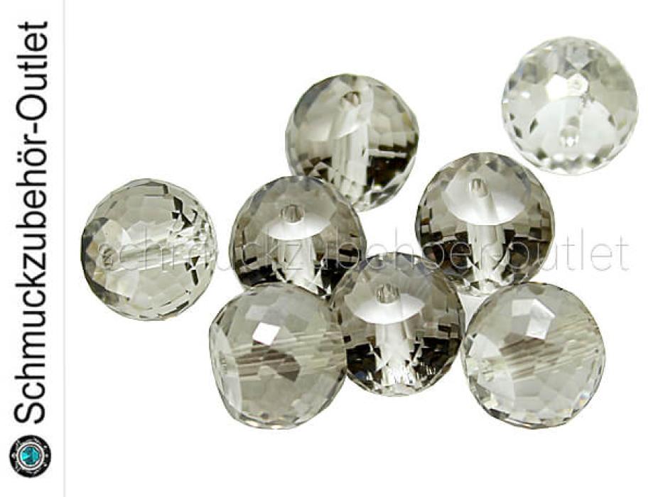 Glasschliffperlen Rondell Rauch-getönt (ca. Ø: 10 x 8 mm), 5 Perlen