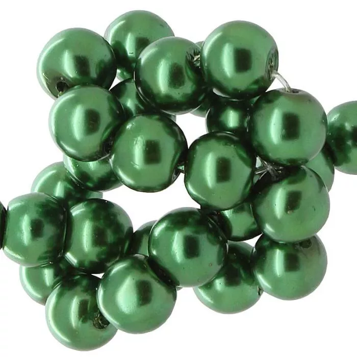 Wachsperlen flaschengrün rund (Ø: 8 mm), 1 Strang Wachsperlen flaschengrün rund (Ø: 8 mm), 1 Strang