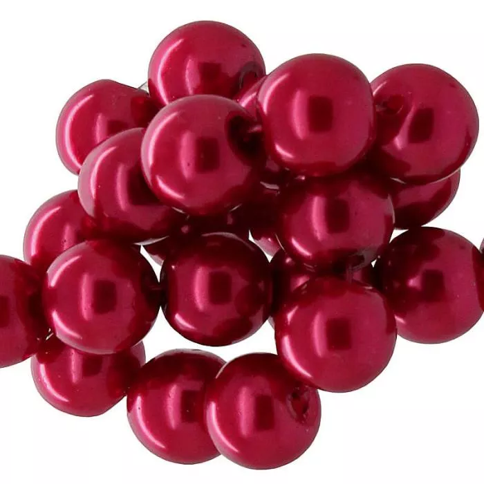 Wachsperlen himbeerrot rund (Ø: 4 mm), 1 Strang Wachsperlen himbeerrot rund (Ø: 4 mm), 1 Strang