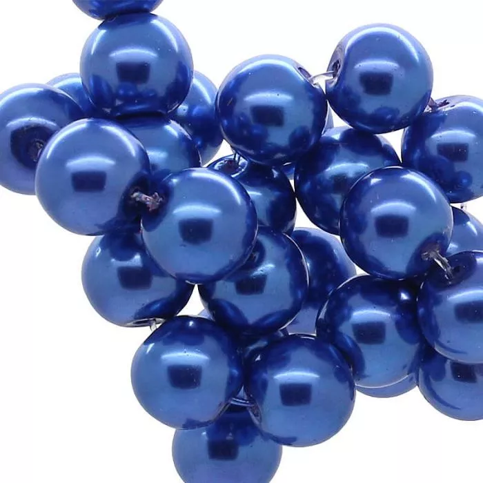 Wachsperlen königsblau rund (Ø: 8 mm), 1 Strang