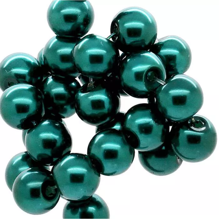 Wachsperlen Petrol rund (Ø: 6 mm), 1 Strang Wachsperlen Petrol rund (Ø: 6 mm), 1 Strang