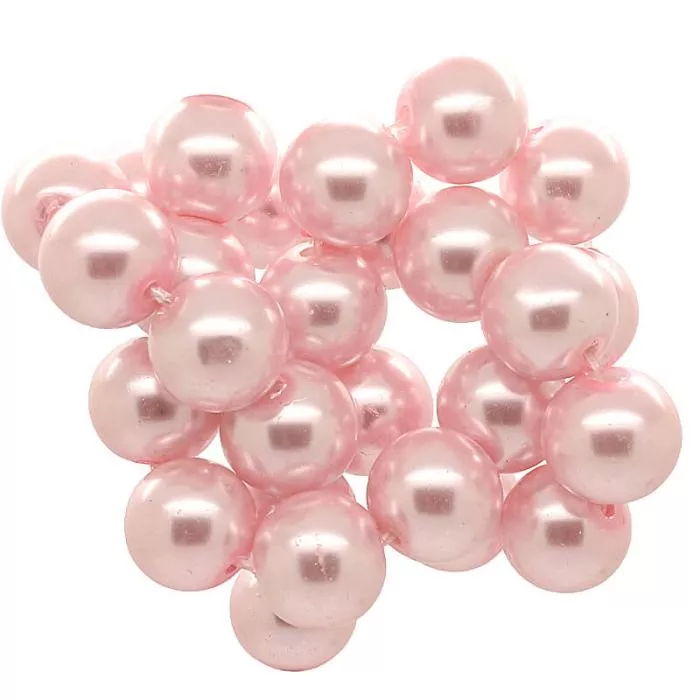 Wachsperlen rosa rund (Ø: 6 mm), 1 Strang Wachsperlen rosa rund (Ø: 6 mm), 1 Strang