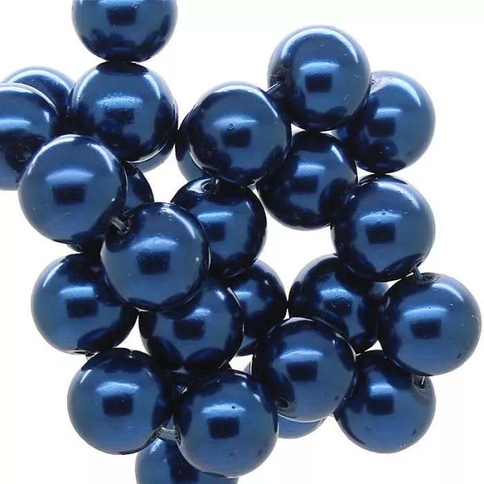 Wachsperlen tintenblau rund (Ø: 4 mm), 1 Strang