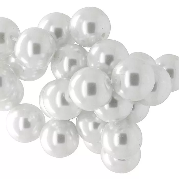 Wachsperlen weiß rund (Ø: 6mm), 1 Strang Wachsperlen weiß rund (Ø: 6mm), 1 Strang
