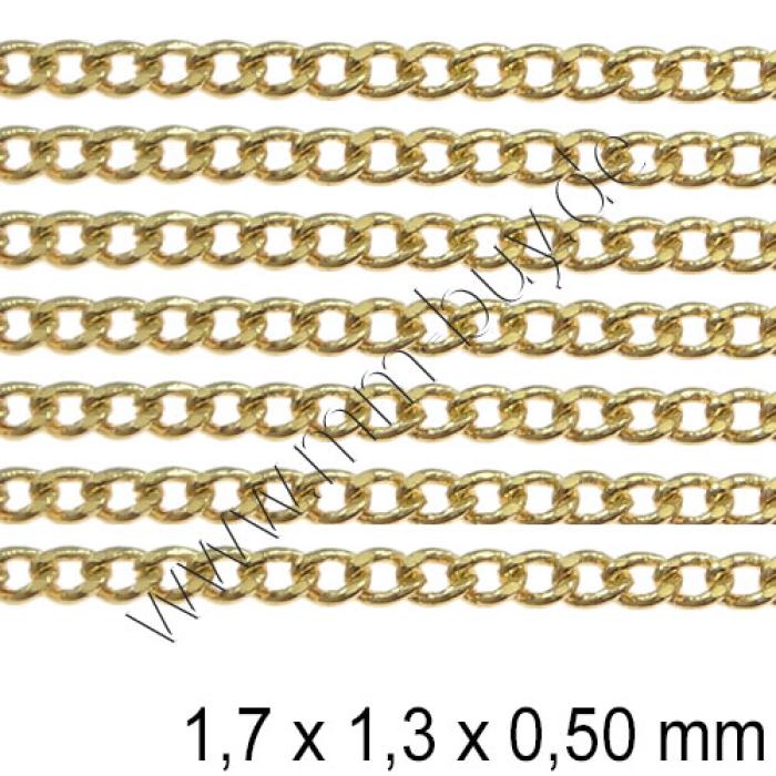 Gliederkette „Ankerkette“, nickelfrei, goldfarben, 1.7x1.3x0.5 mm, Meterware