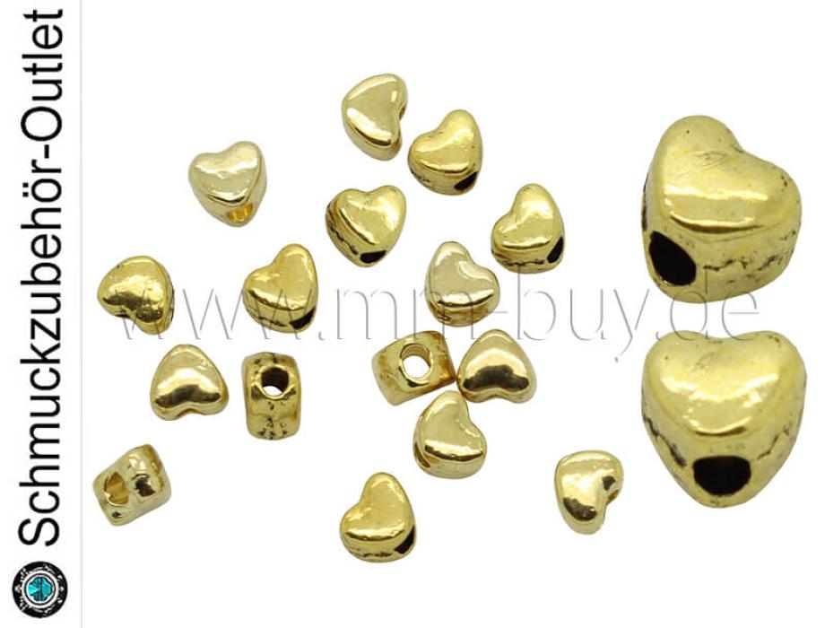 Metallperlen Herz goldfarben 4x3.5 mm, 15 Stück