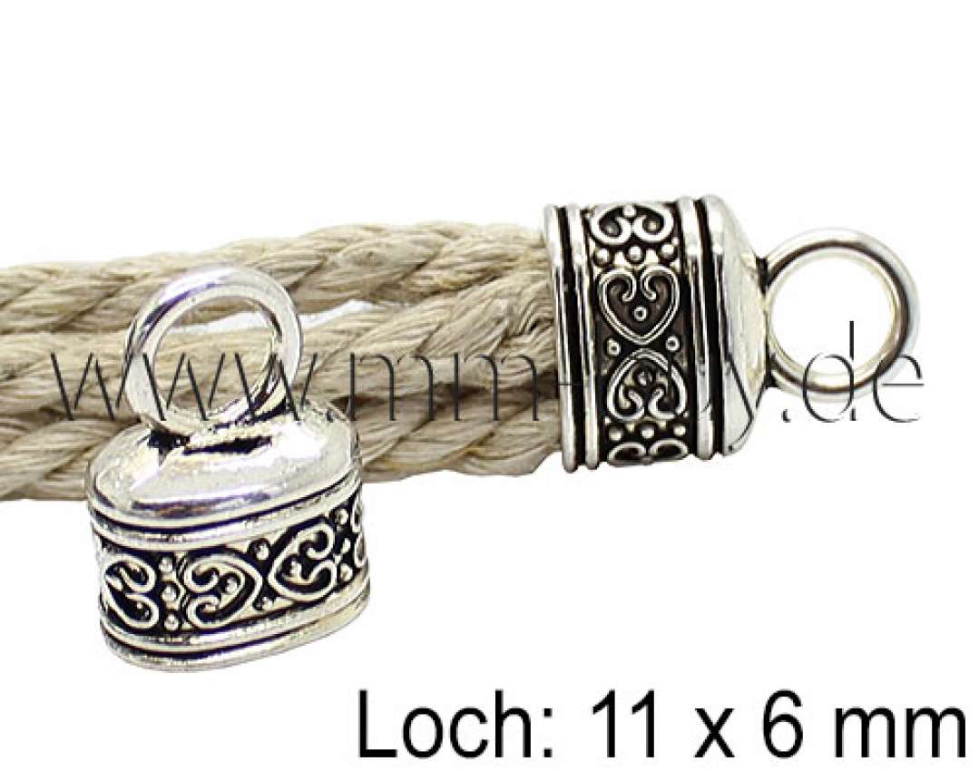Schmuck Endkappen, nickelfrei, groß, antik silber, 17x13 mm, Loch: 11x6 mm, 2 Stück
