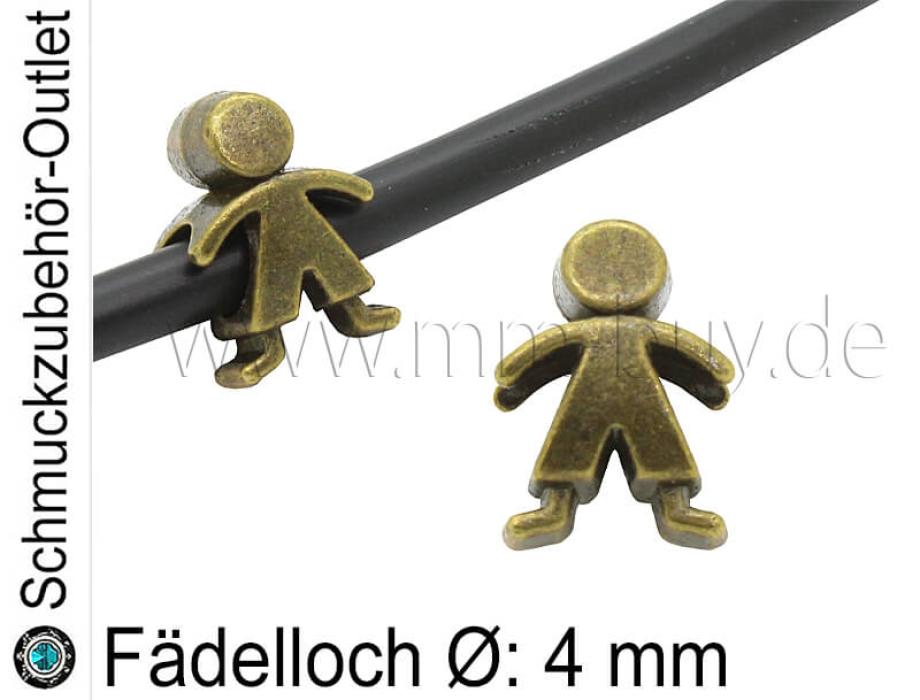 Metall Großlochperlen "Junge" bronze (Fädelloch Ø: 4 mm), 1 Stück