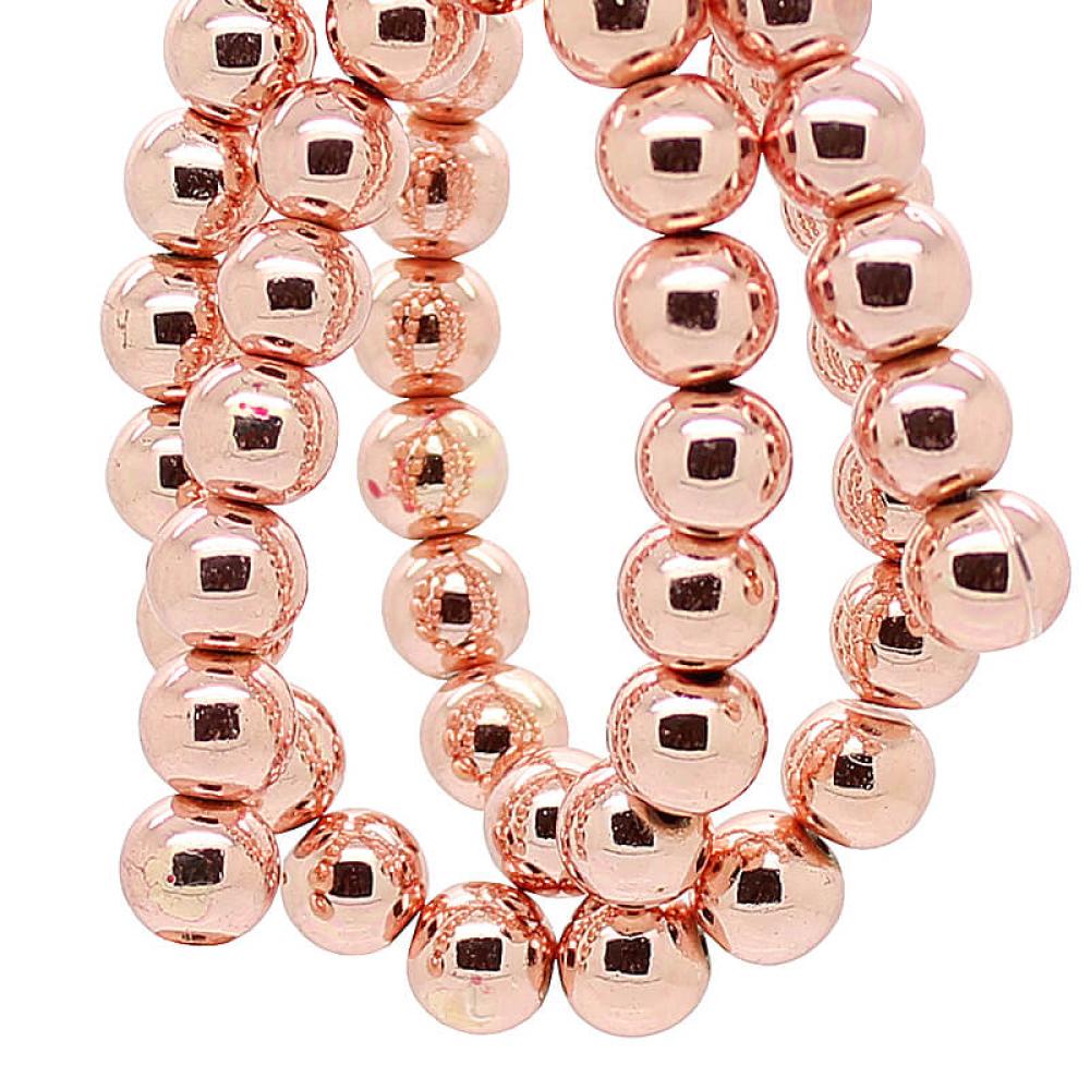 Hämatitperlen rund in Roségold (6 mm)