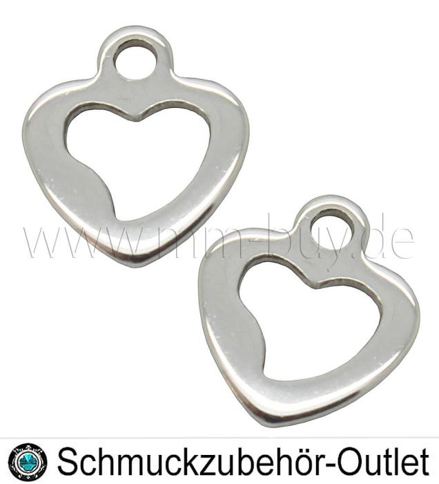 Edelstahl Schmuckanhänger „Herz“ [10x9mm] - 5 Stück