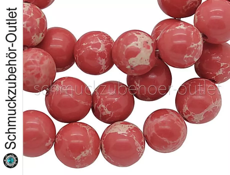 Jaspis Perlen rot-rosa (ca. Ø: 8 mm), 1 Strang