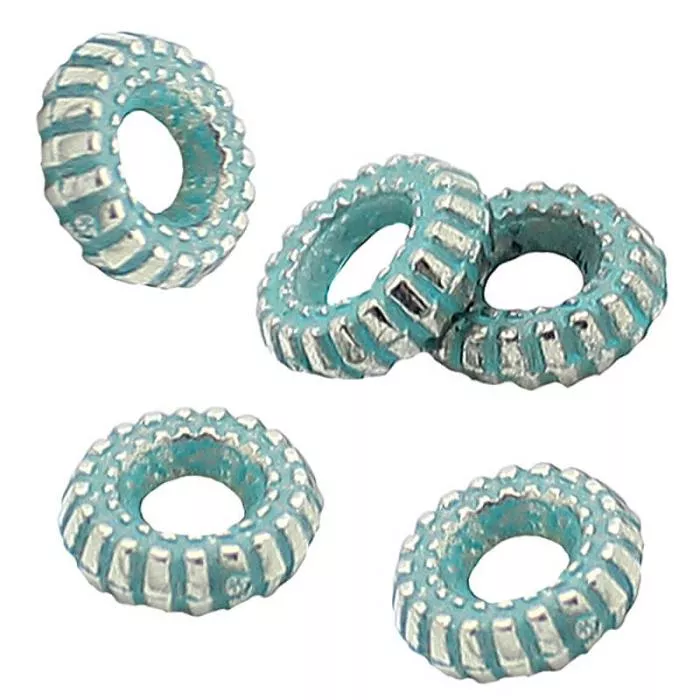 Kunststoffperlen Metalloptik Rondell (Ø: 8x2,5 mm), 10 Stück Kunststoffperlen Metalloptik Rondell (Ø: 8x2,5 mm), 10 Stück