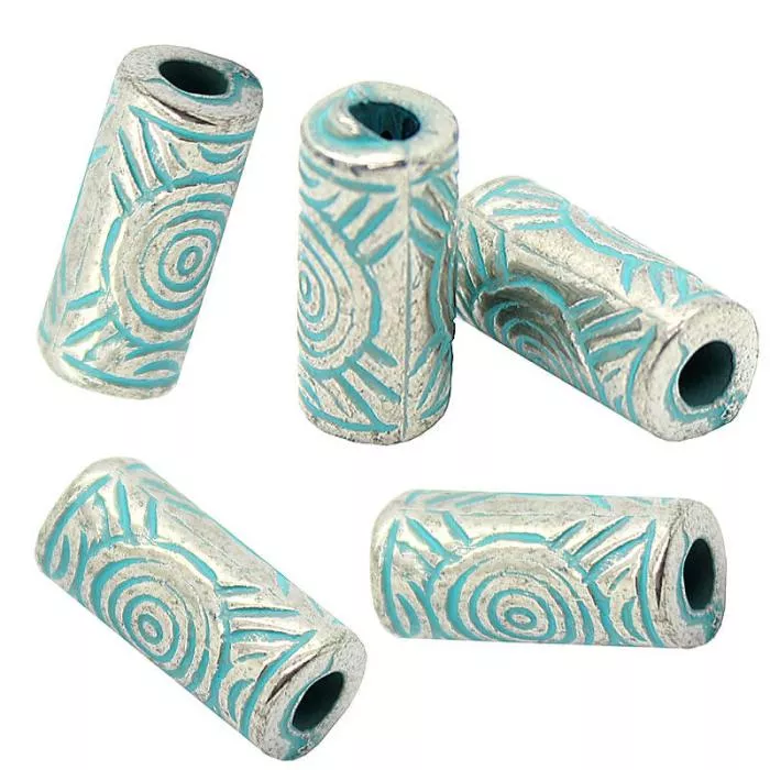 Kunststoffperlen Metalloptik Zylinder (Ø: 13x6 mm), 10 Stück Kunststoffperlen Metalloptik Zylinder (Ø: 13x6 mm), 10 Stück