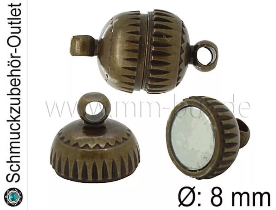 Magnetverschlüsse, nickelfrei, bronzefarben, Ø: 8 mm, 1 Stück