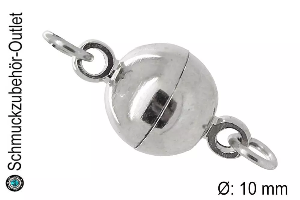Magnetverschlüsse rund rhodiniert (Ø: 10 mm), 1 Stück
