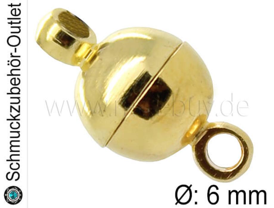 Magnetverschluss, rund, goldfarben, Ø: 6 mm, 1 Stück