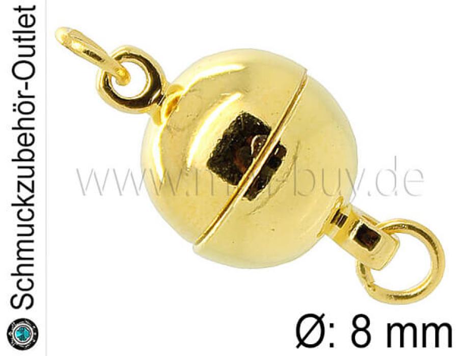 Magnetverschluss, nickelfrei, goldfarben, Ø: 8 mm, 1 Stück