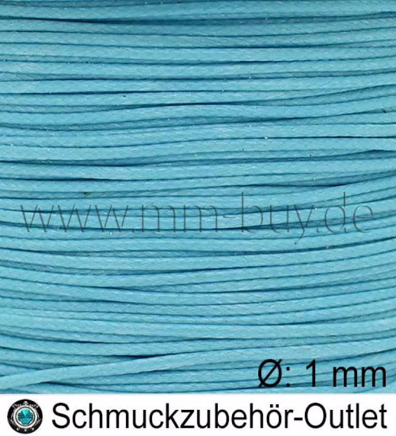 Knüpfgarn, Polyester-gewachst, himmelblau, Ø: 1 mm, Meterware