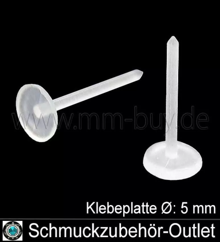 Kunststoff Ohrstecker mit Klebeplatte Ø: 5 mm, 20 Stück (10 Paar)