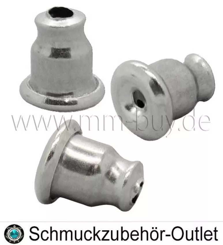 Edelstahl Ohrring Stopper (6x5 mm, Loch: 0.8 mm), 10 Stück