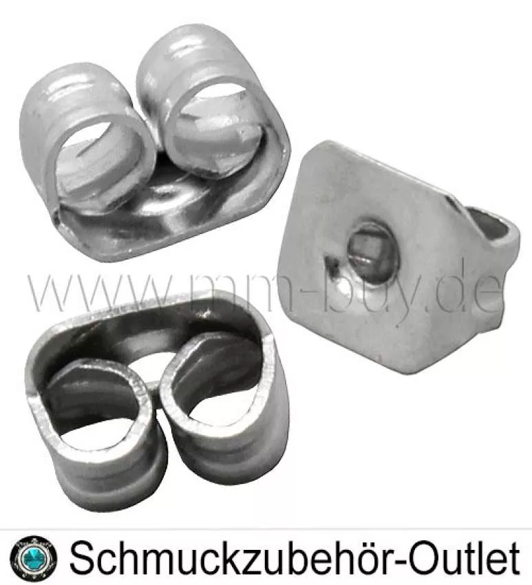 Ohrring Stopper rhodiniert (3.5x4.5 mm, Loch: 0.8 mm), 20 Stück