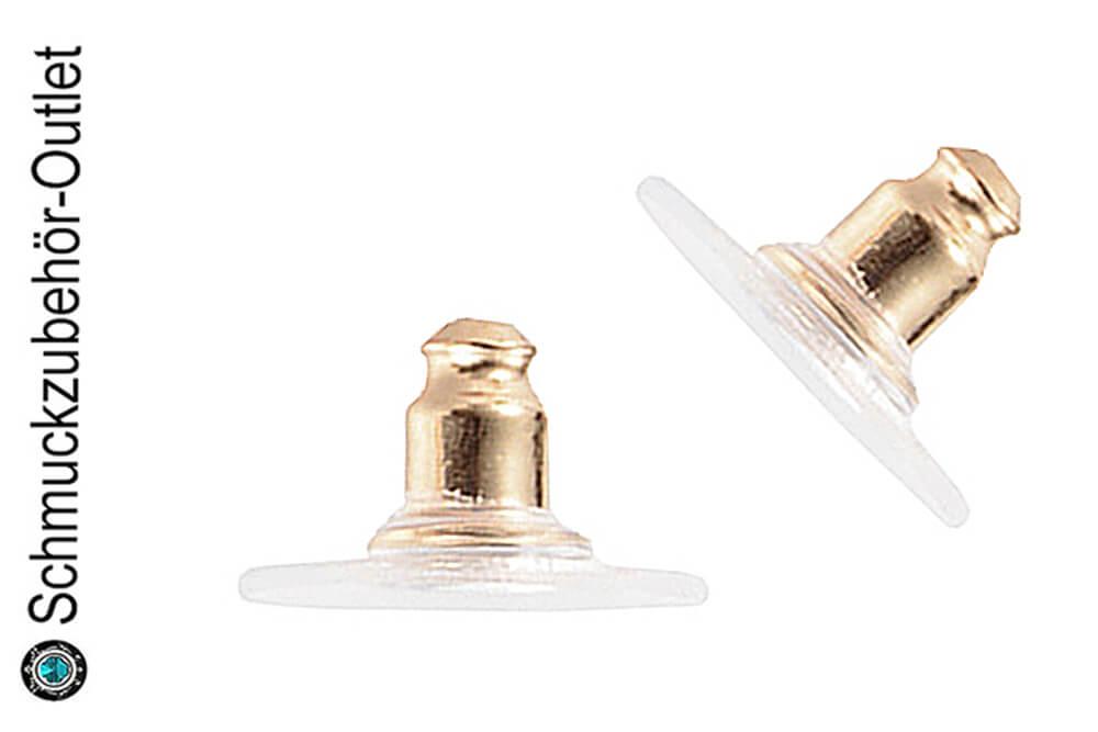 Ohrstopper mit Silikonplatte nickelfrei goldfarben (Ø: 12 mm), 10 Stück