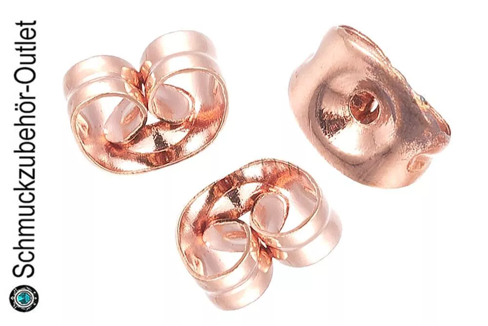 Edelstahl Ohrring Stopper roségold (6x4.5 mm, Loch: 0.8 mm), 10 Stück
