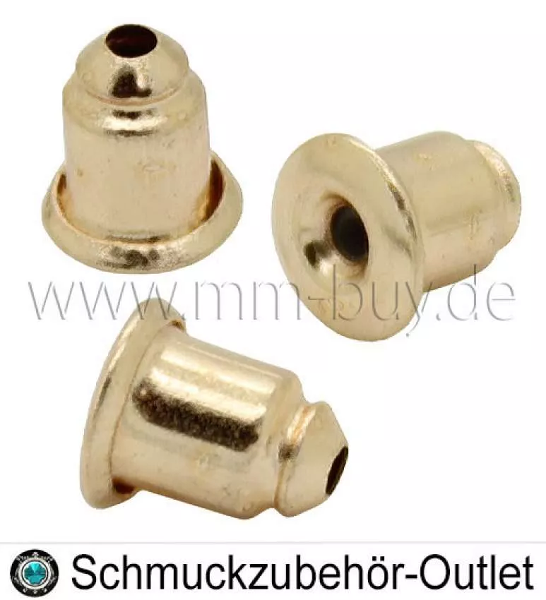 Ohrring Stopper goldfarben (6x5 mm, Loch: 0.8 mm), 10 Stück