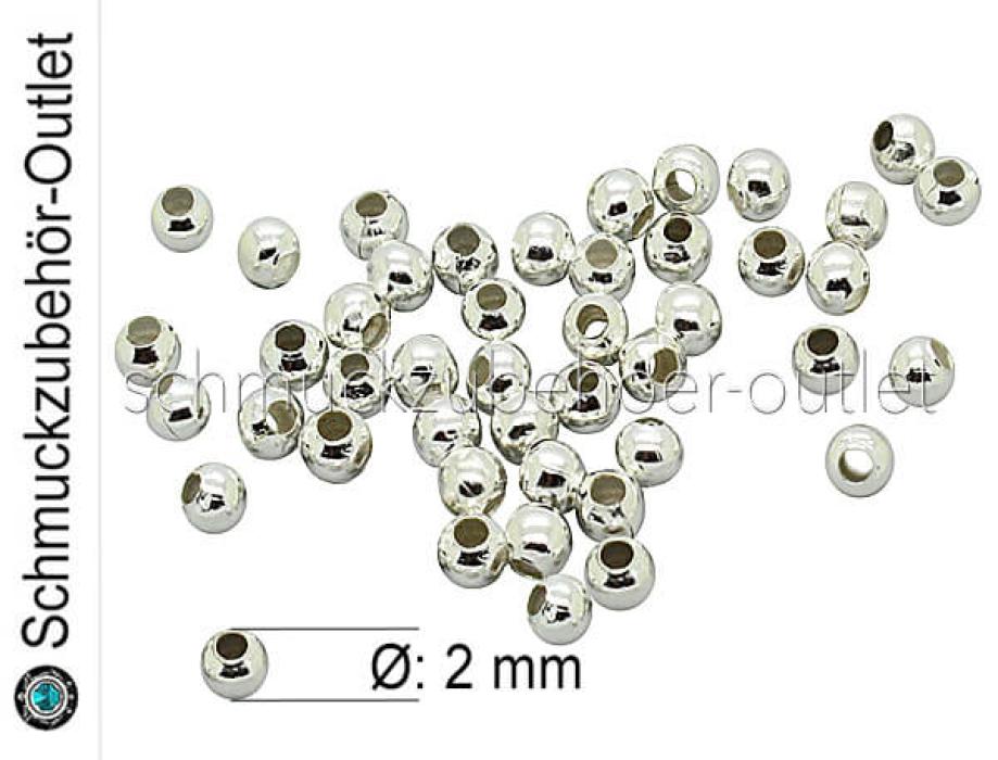 Metallperlen nickelfrei silberfarben Ø: 2 mm, 200 Stück