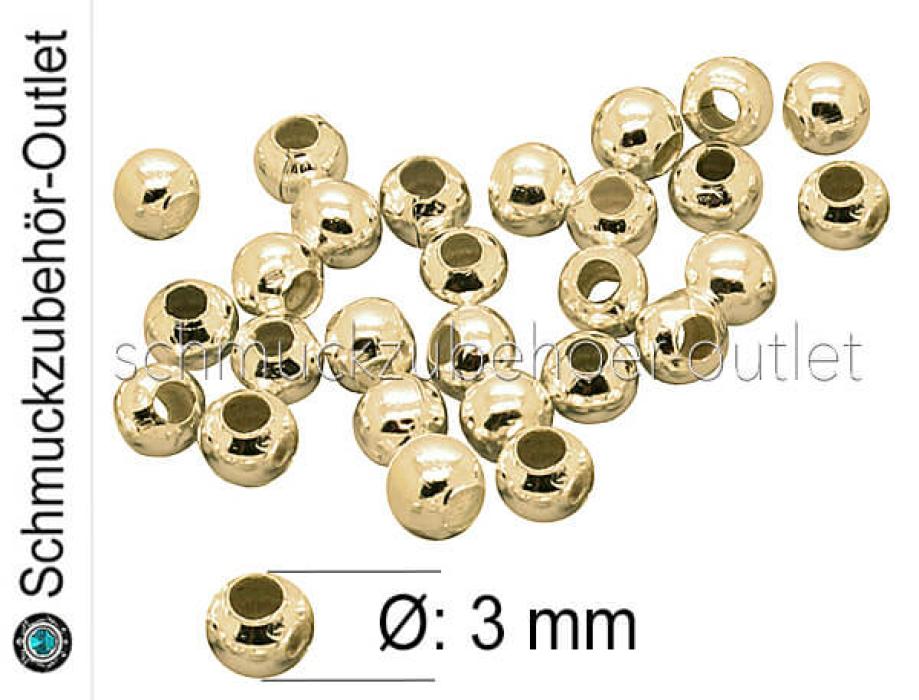 Metallperlen nickelfrei Altgold Ø: 3 mm, 75 Stück