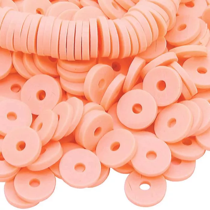 Heishi Perlen - Polymer Clay, Farbe: Apricot, Scheibe (Ø: 6mm), ca. 43 cm - 350~370 Perlen Heishi Perlen - Polymer Clay, Farbe: Apricot, Scheibe (Ø: 6mm), ca. 43 cm - 350~370 Perlen
