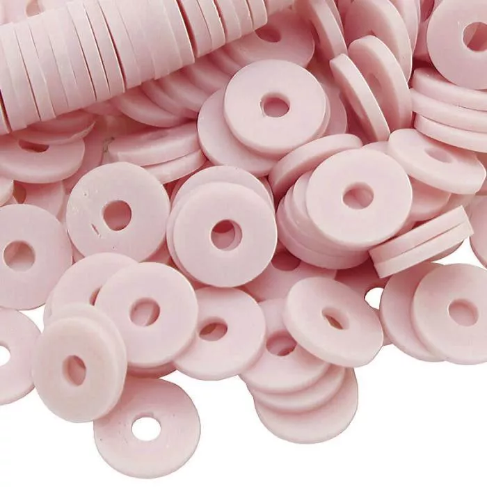 Heishi Perlen - Polymer Clay, Farbe: babyrosa, Scheibe (Ø: 6mm), ca. 43 cm - 350~370 Perlen Heishi Perlen - Polymer Clay, Farbe: babyrosa, Scheibe (Ø: 6mm), ca. 43 cm - 350~370 Perlen